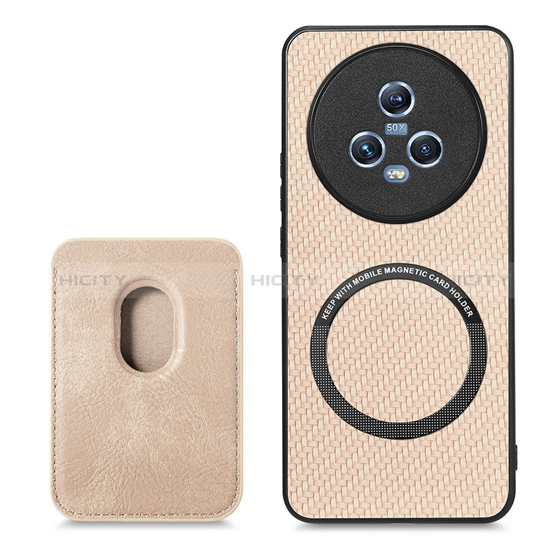 Funda Silicona Goma de Cuero Carcasa con Magnetico S03D para Huawei Honor Magic5 5G Oro