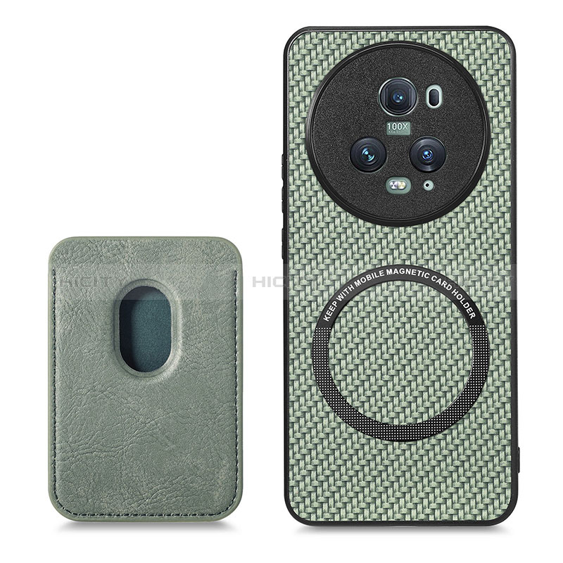 Funda Silicona Goma de Cuero Carcasa con Magnetico S03D para Huawei Honor Magic5 Pro 5G Verde