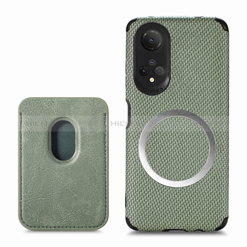 Funda Silicona Goma de Cuero Carcasa con Magnetico S03D para Huawei Honor X7 Verde