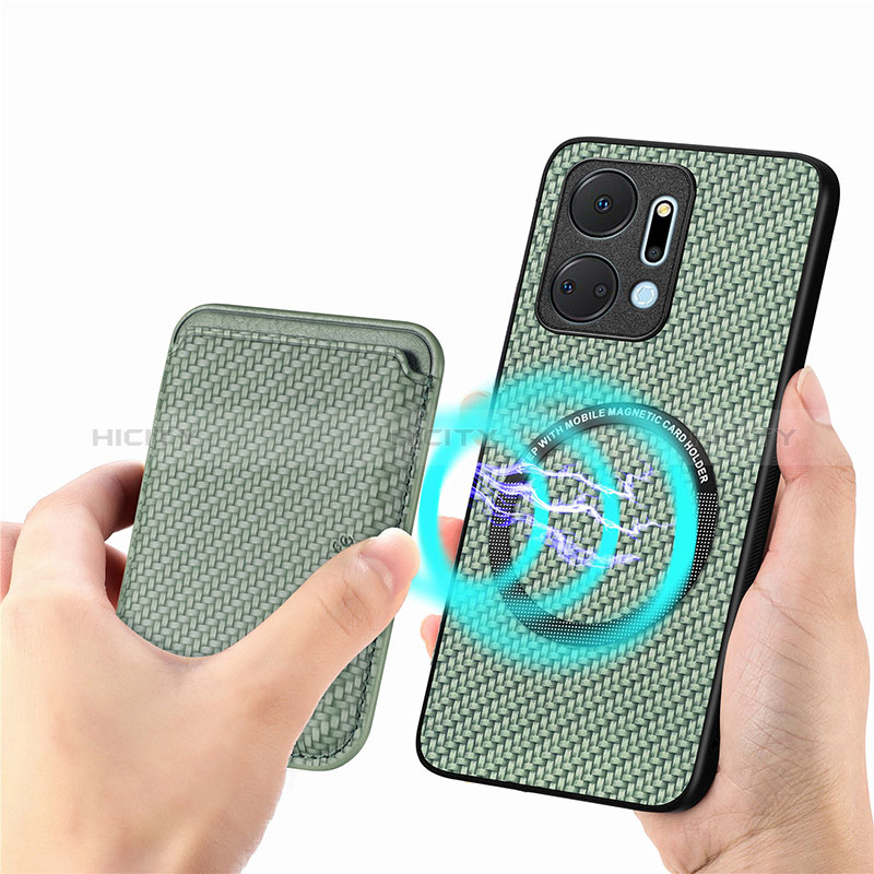 Funda Silicona Goma de Cuero Carcasa con Magnetico S03D para Huawei Honor X7a Verde