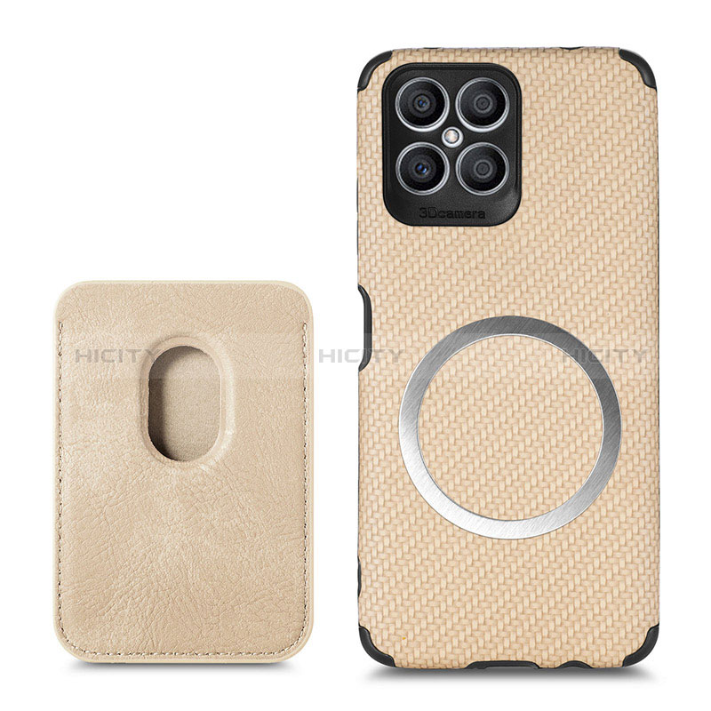 Funda Silicona Goma de Cuero Carcasa con Magnetico S03D para Huawei Honor X8 4G Oro