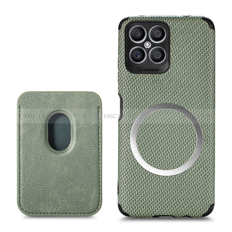 Funda Silicona Goma de Cuero Carcasa con Magnetico S03D para Huawei Honor X8 4G Verde