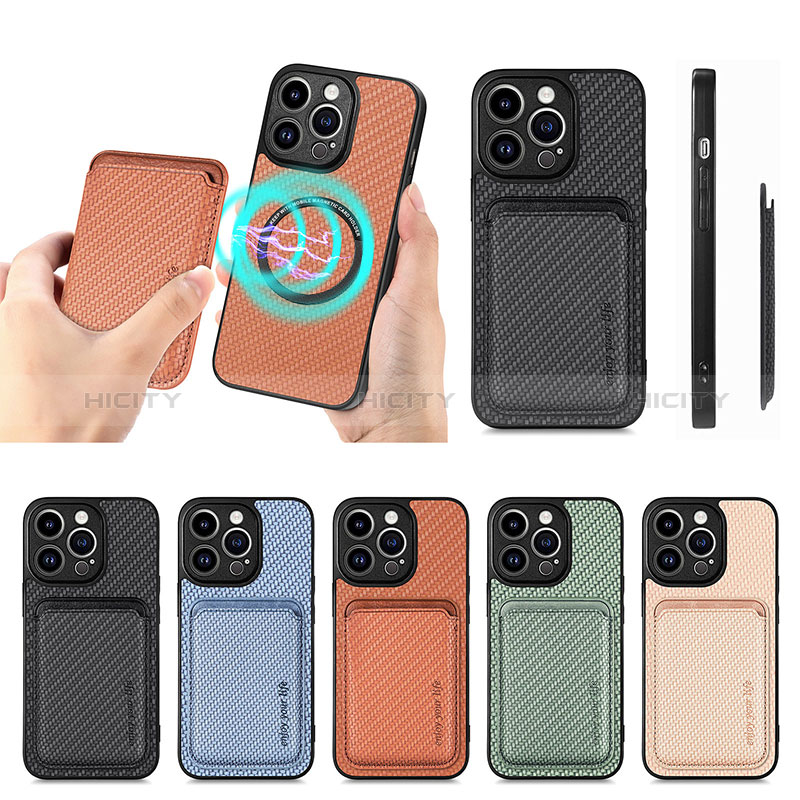 Funda Silicona Goma de Cuero Carcasa con Magnetico S08D para Apple iPhone 13 Pro