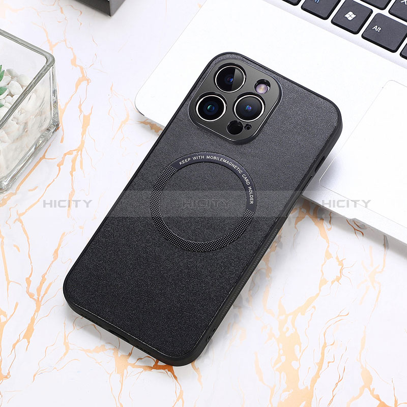 Funda Silicona Goma de Cuero Carcasa con Magnetico S11D para Apple iPhone 14 Pro Negro