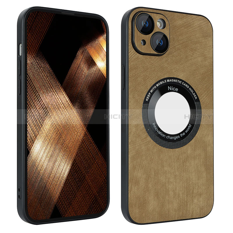 Funda Silicona Goma de Cuero Carcasa con Magnetico S14D para Apple iPhone 14 Marron