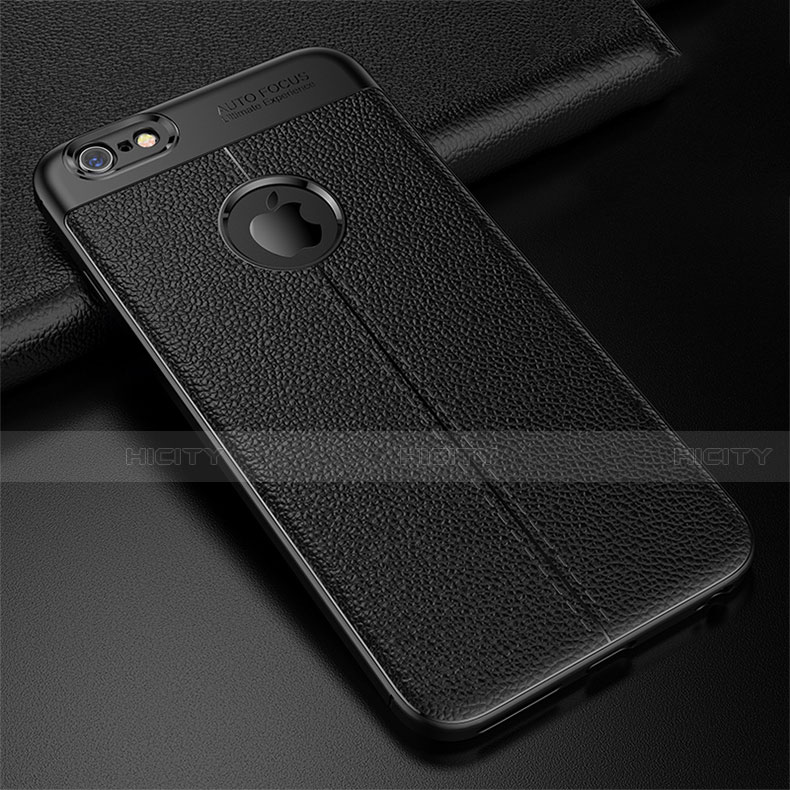 Funda Silicona Goma de Cuero Carcasa D01 para Apple iPhone 6 Negro