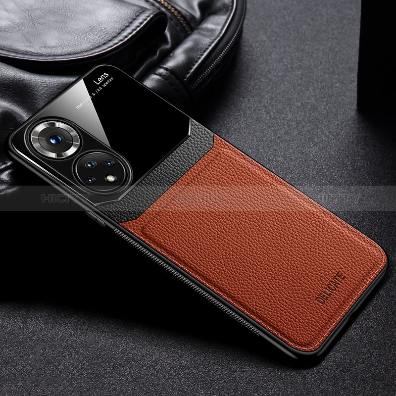 Funda Silicona Goma de Cuero Carcasa FL1 para Huawei Honor 50 Pro 5G Marron