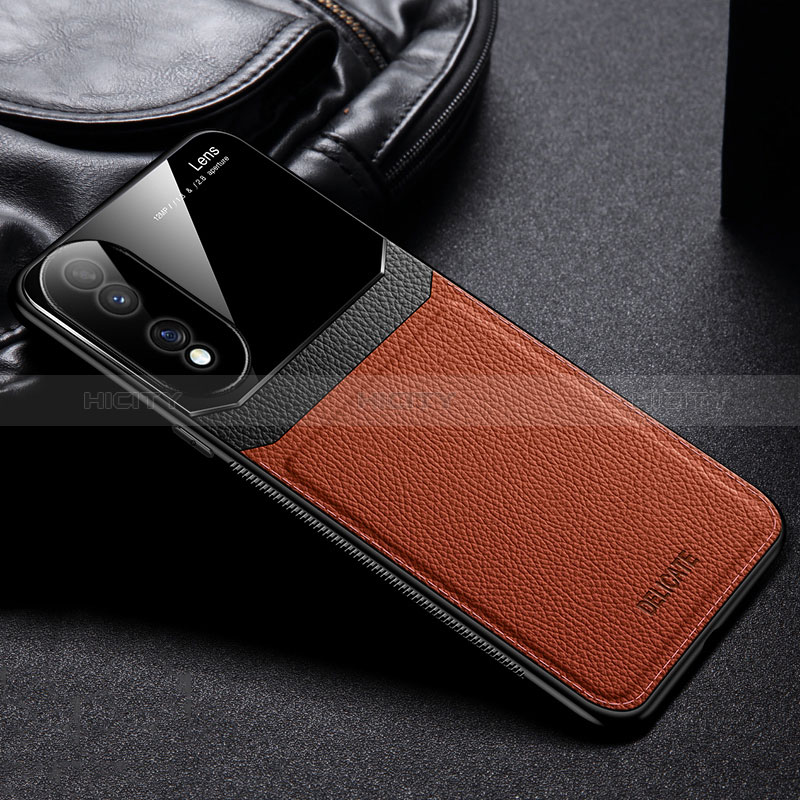 Funda Silicona Goma de Cuero Carcasa FL1 para Huawei Honor 70 5G Marron