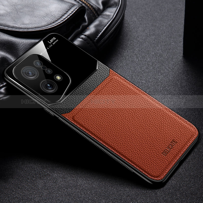 Funda Silicona Goma de Cuero Carcasa FL1 para Oppo Find X5 5G Marron