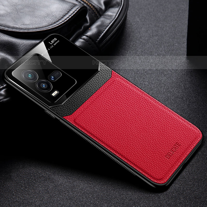 Funda Silicona Goma de Cuero Carcasa FL1 para Vivo iQOO 9T 5G Rojo