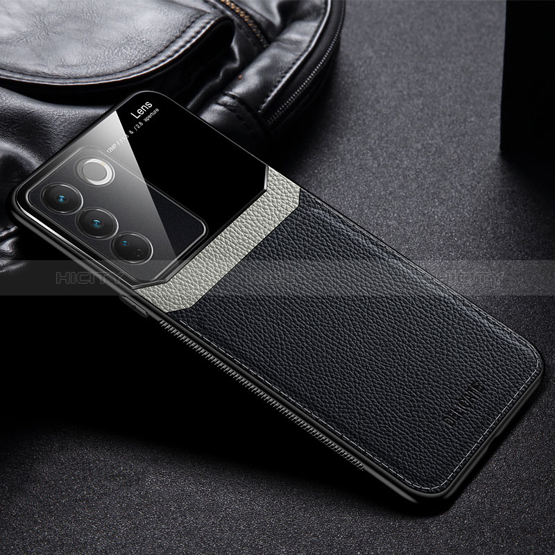 Funda Silicona Goma de Cuero Carcasa FL1 para Vivo V27 5G Negro