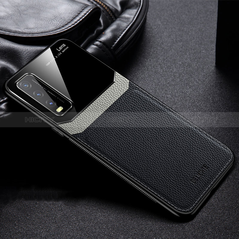 Funda Silicona Goma de Cuero Carcasa FL1 para Vivo Y20s G Negro