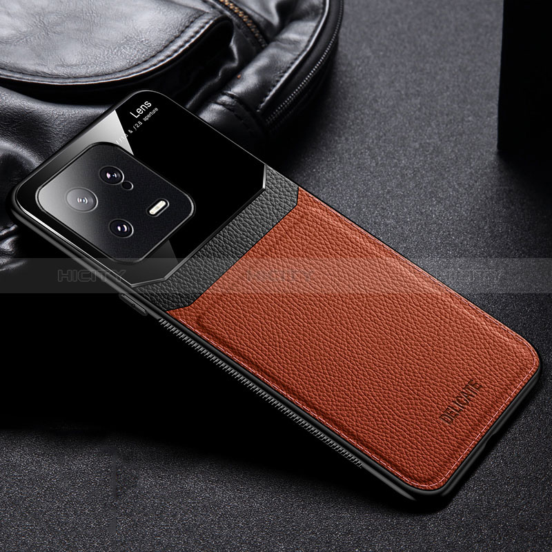 Funda Silicona Goma de Cuero Carcasa FL1 para Xiaomi Mi 13 5G Marron