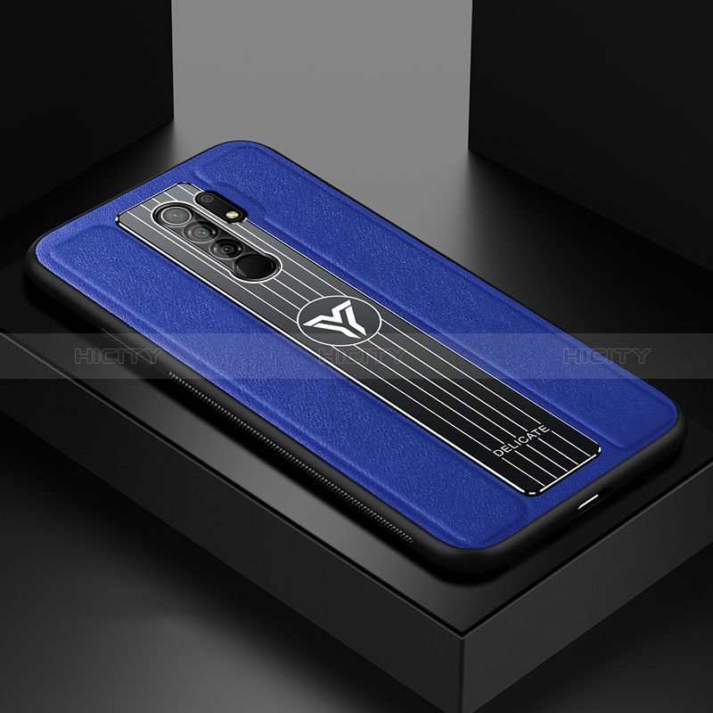 Funda Silicona Goma de Cuero Carcasa FL2 para Xiaomi Redmi 9 Prime India Azul