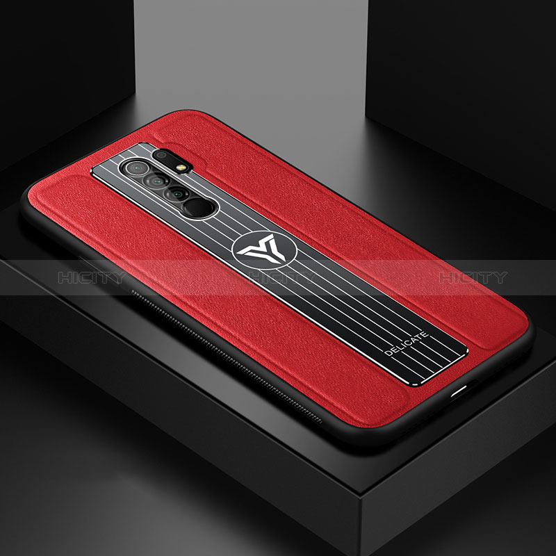 Funda Silicona Goma de Cuero Carcasa FL2 para Xiaomi Redmi 9 Prime India Rojo