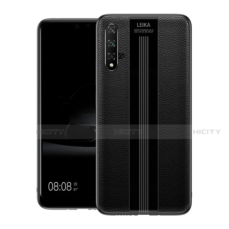 Funda Silicona Goma de Cuero Carcasa H01 para Huawei Honor 20 Negro