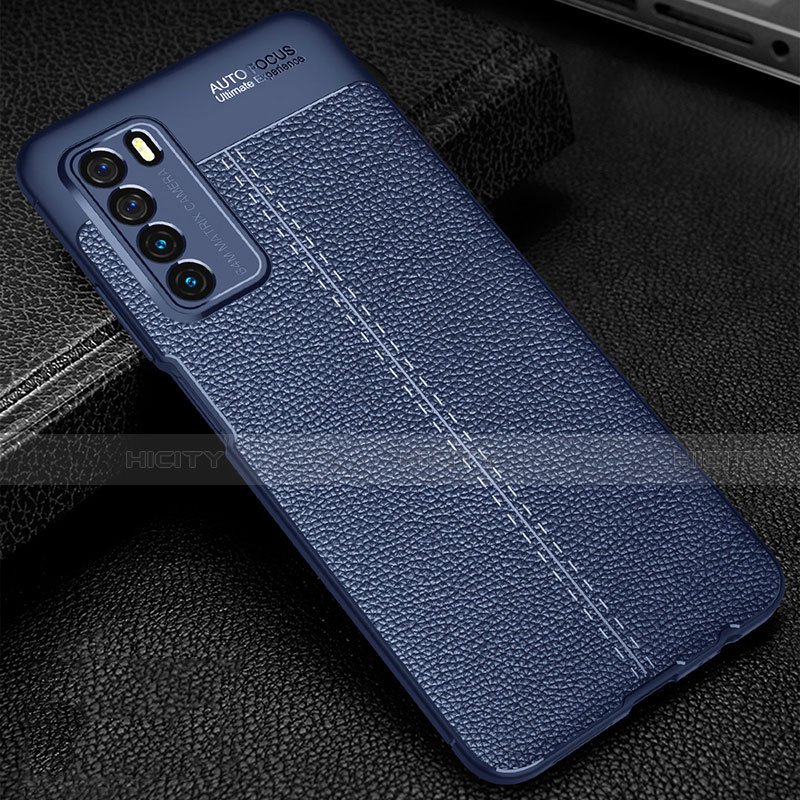 Funda Silicona Goma de Cuero Carcasa H01 para Huawei Honor Play4 5G Azul