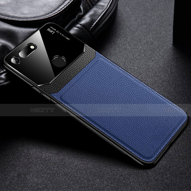 Funda Silicona Goma de Cuero Carcasa H01 para Huawei Honor V20 Azul