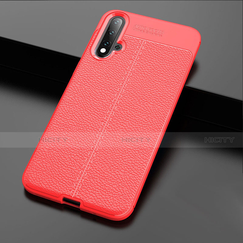 Funda Silicona Goma de Cuero Carcasa H01 para Huawei Nova 5 Pro Rojo