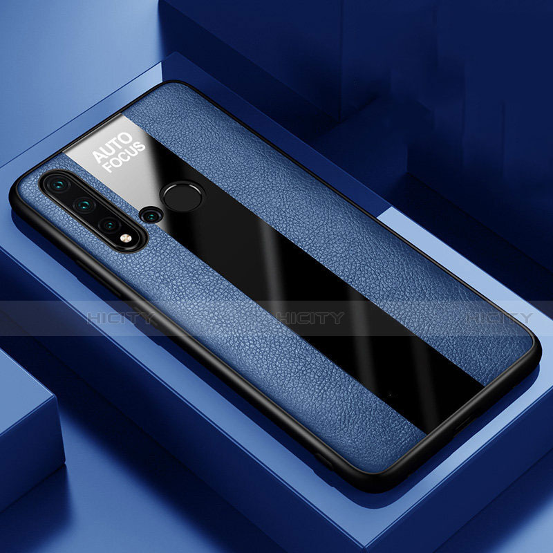 Funda Silicona Goma de Cuero Carcasa H01 para Huawei Nova 5i Azul