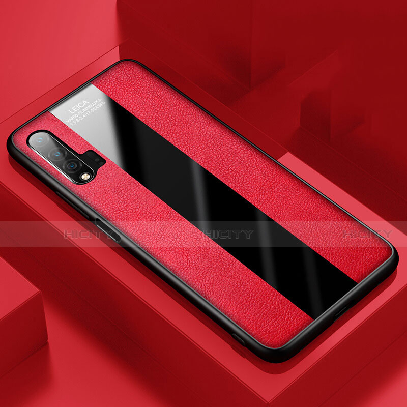 Funda Silicona Goma de Cuero Carcasa H01 para Huawei Nova 6 Rojo