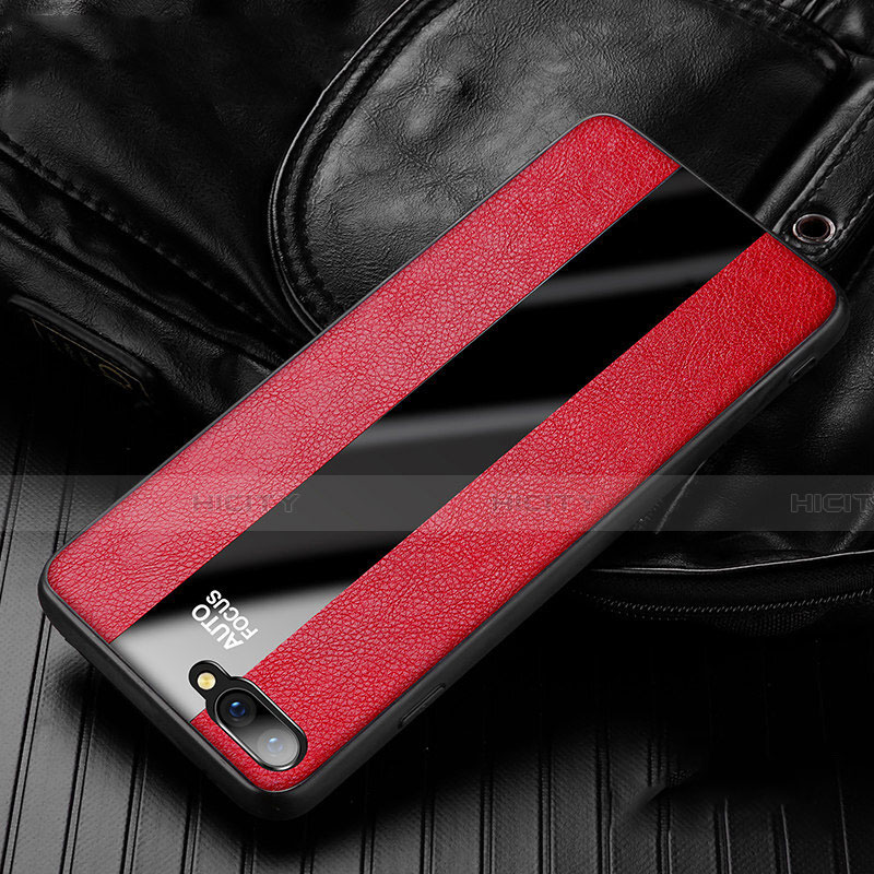 Funda Silicona Goma de Cuero Carcasa H01 para Oppo R15X Rojo