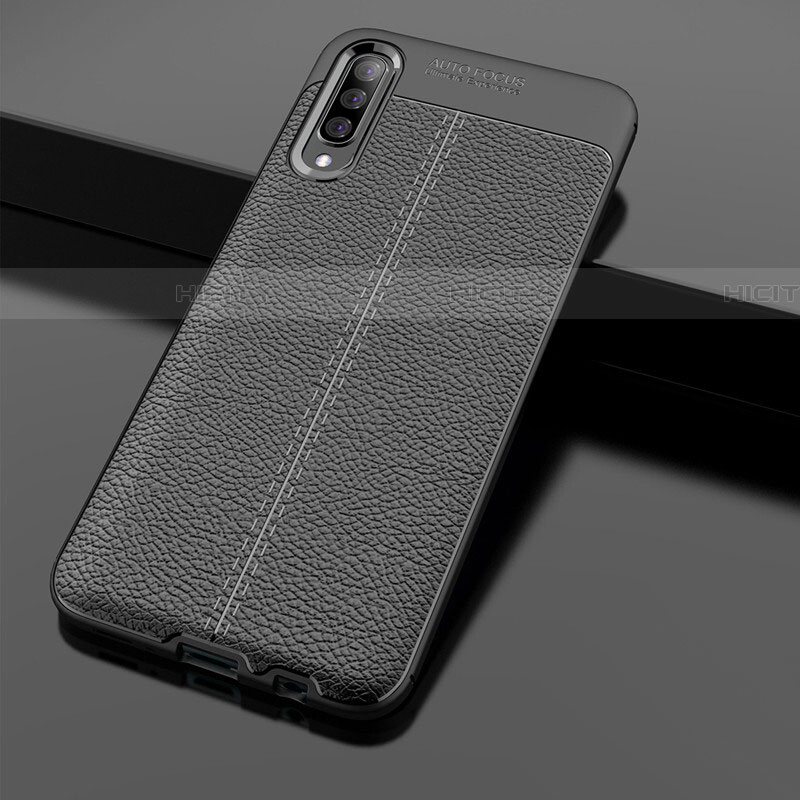 Funda Silicona Goma de Cuero Carcasa H01 para Samsung Galaxy A70 Negro