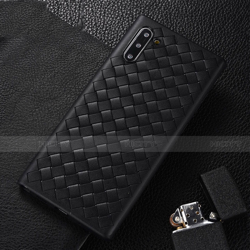 Funda Silicona Goma de Cuero Carcasa H01 para Samsung Galaxy Note 10 5G Negro