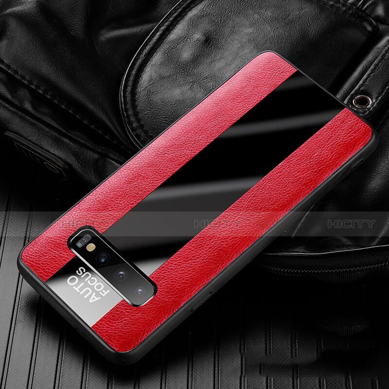 Funda Silicona Goma de Cuero Carcasa H01 para Samsung Galaxy S10 5G Rojo