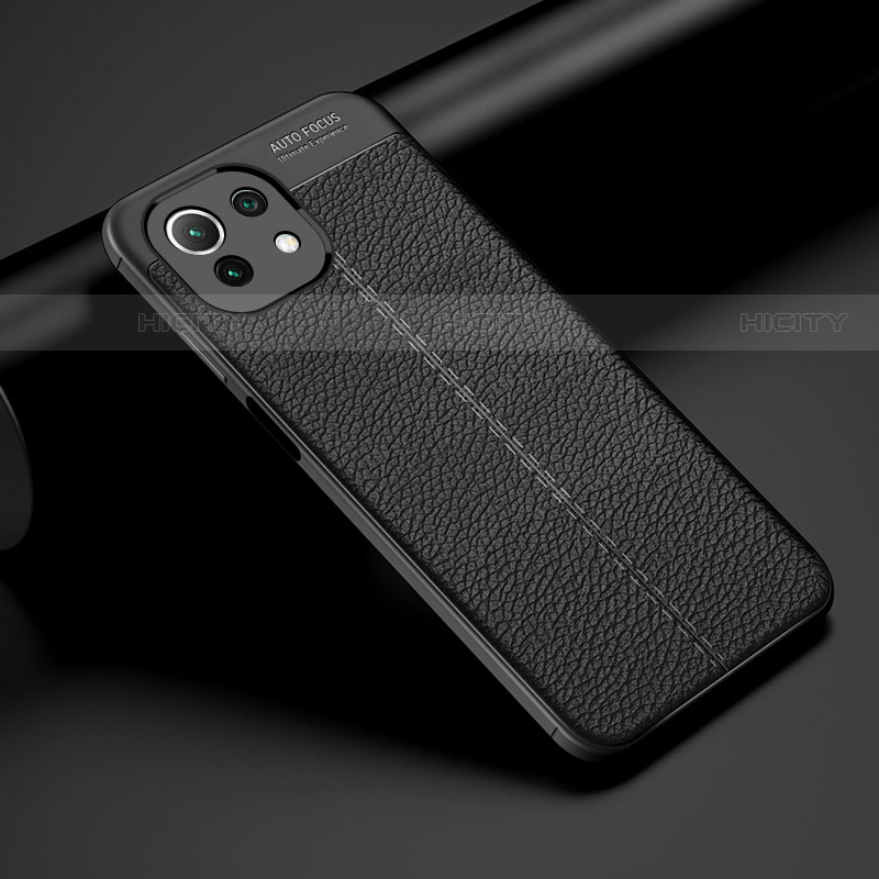 Funda Silicona Goma de Cuero Carcasa H01 para Xiaomi Mi 11 Lite 4G Negro