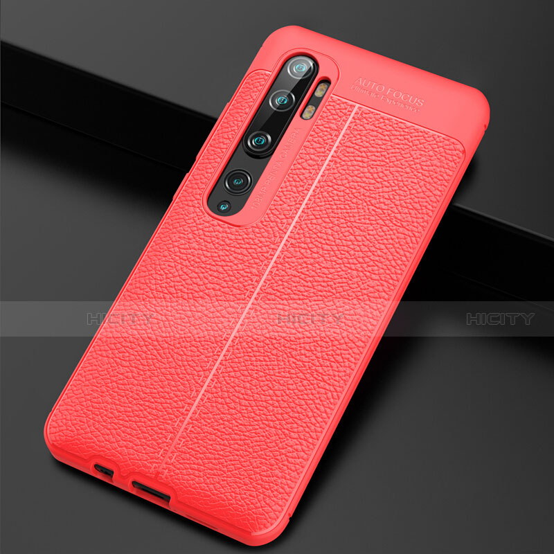 Funda Silicona Goma de Cuero Carcasa H01 para Xiaomi Mi Note 10 Rojo