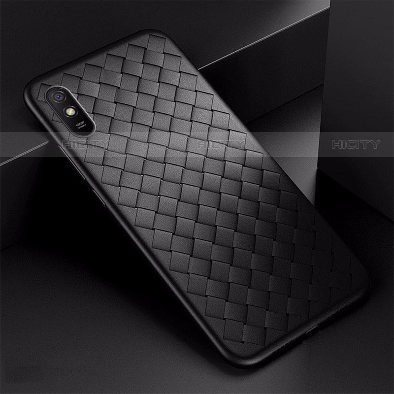 Funda Silicona Goma de Cuero Carcasa H01 para Xiaomi Redmi 9AT Negro