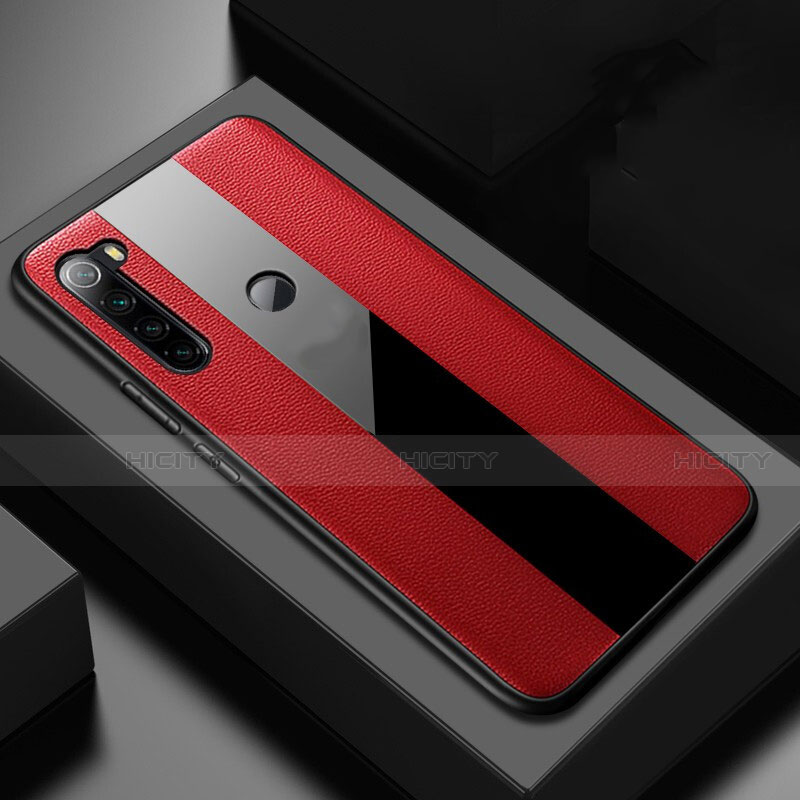 Funda Silicona Goma de Cuero Carcasa H01 para Xiaomi Redmi Note 8 (2021) Rojo