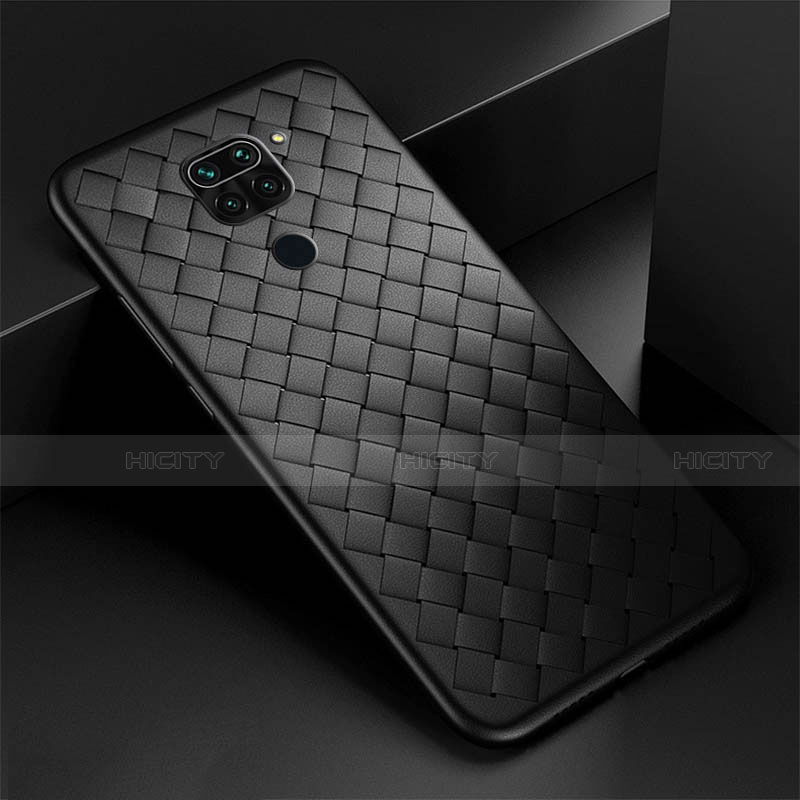 Funda Silicona Goma de Cuero Carcasa H01 para Xiaomi Redmi Note 9 Negro