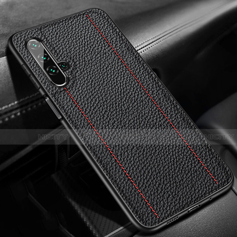 Funda Silicona Goma de Cuero Carcasa H02 para Huawei Honor 20 Negro