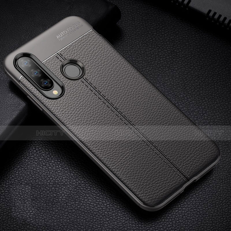 Funda Silicona Goma de Cuero Carcasa H02 para Huawei P30 Lite Negro