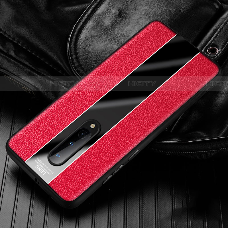 Funda Silicona Goma de Cuero Carcasa H02 para OnePlus 8 Rojo