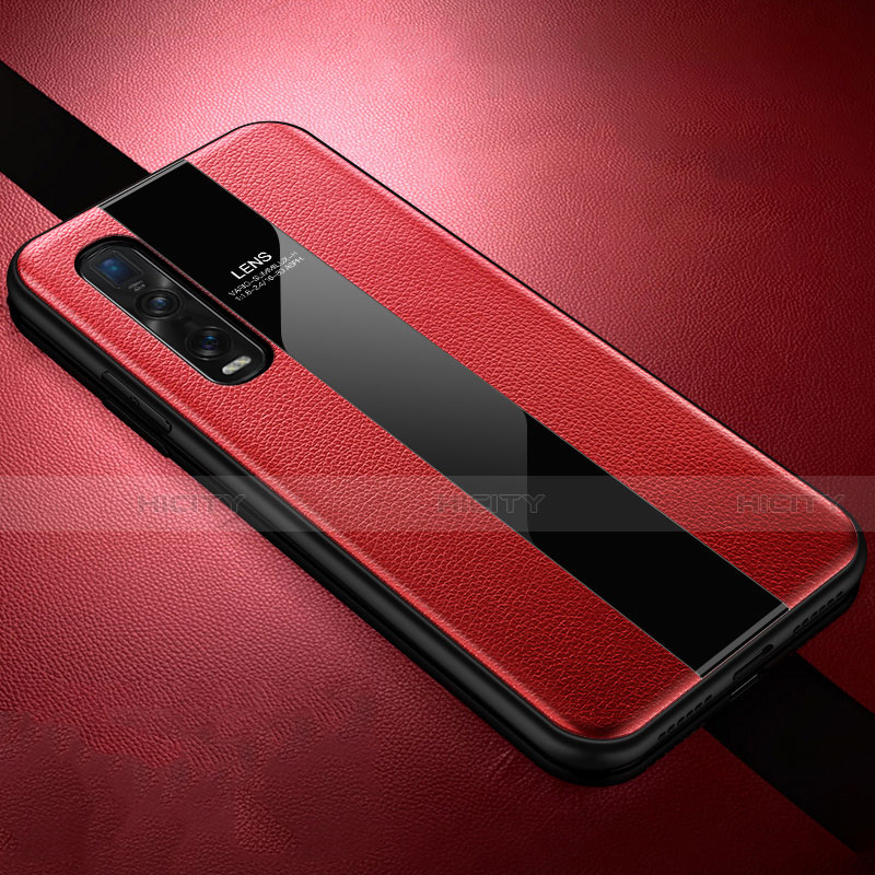 Funda Silicona Goma de Cuero Carcasa H02 para Oppo Find X2 Pro Rojo