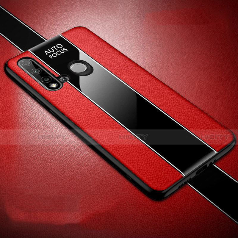 Funda Silicona Goma de Cuero Carcasa H03 para Huawei Nova 5i Rojo