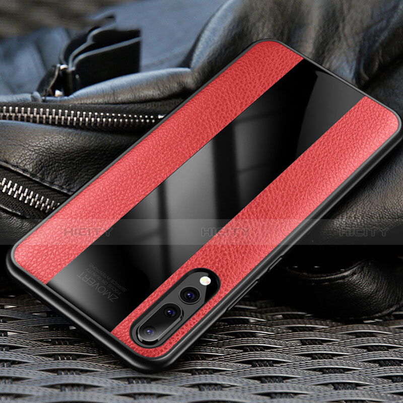 Funda Silicona Goma de Cuero Carcasa H03 para Huawei P20 Pro Rojo