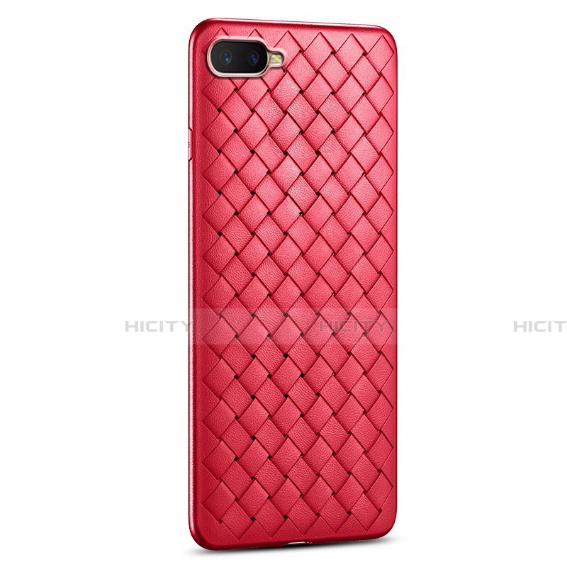 Funda Silicona Goma de Cuero Carcasa H03 para Oppo K1 Rojo