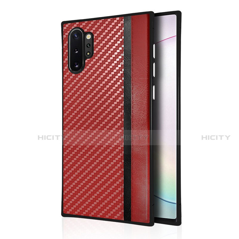 Funda Silicona Goma de Cuero Carcasa H03 para Samsung Galaxy Note 10 Plus Rojo