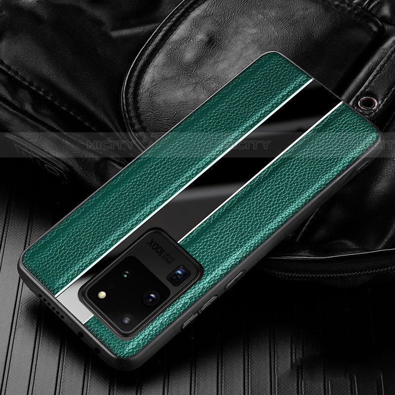 Funda Silicona Goma de Cuero Carcasa H04 para Samsung Galaxy S20 Ultra 5G Verde