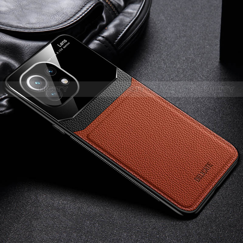 Funda Silicona Goma de Cuero Carcasa H04 para Xiaomi Mi 11 5G Marron