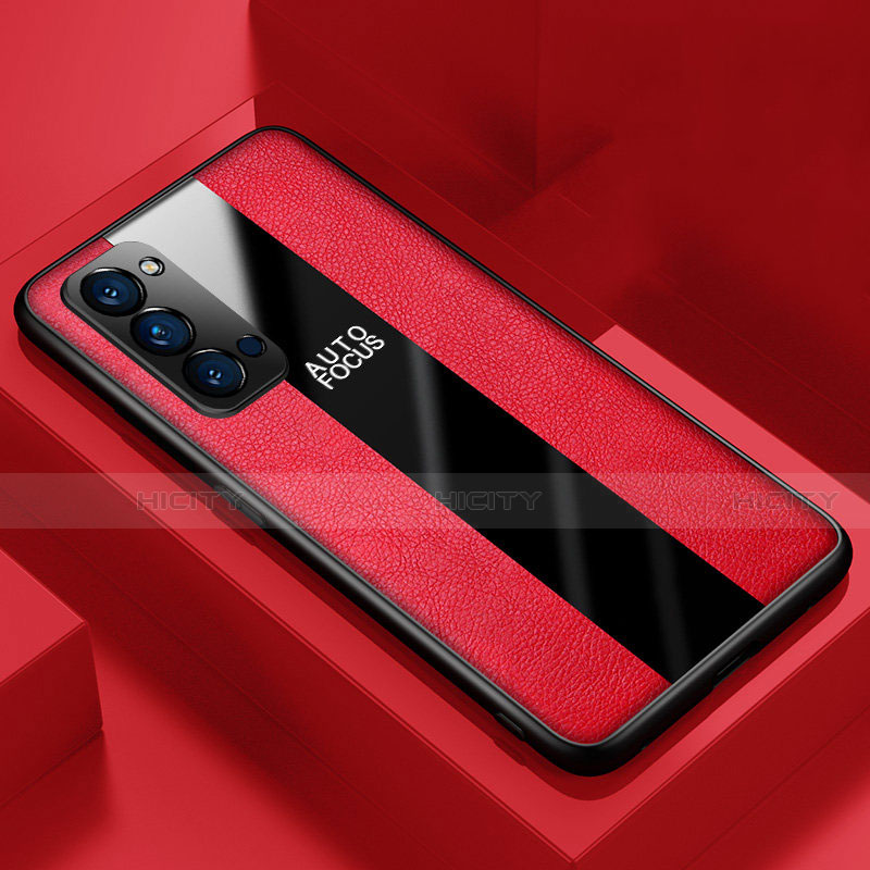 Funda Silicona Goma de Cuero Carcasa H05 para Oppo Reno4 Pro 5G Rojo