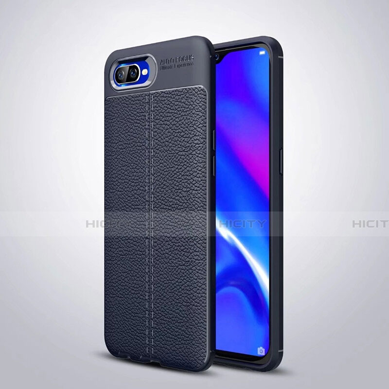 Funda Silicona Goma de Cuero Carcasa H06 para Oppo K1 Azul