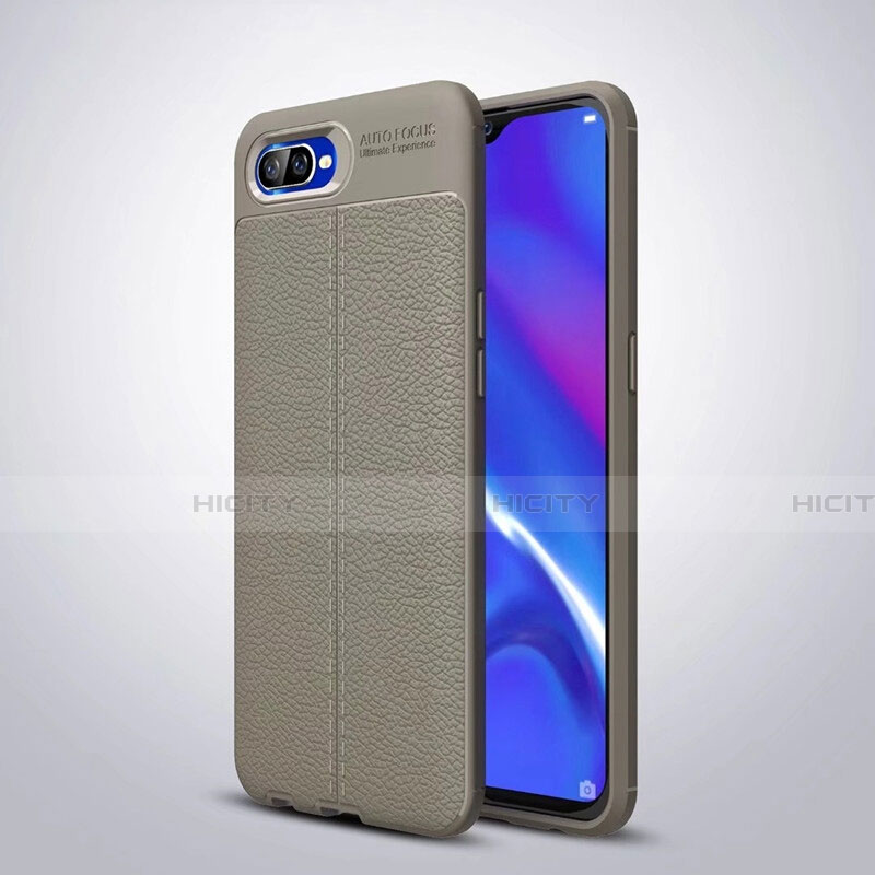 Funda Silicona Goma de Cuero Carcasa H06 para Oppo K1 Gris