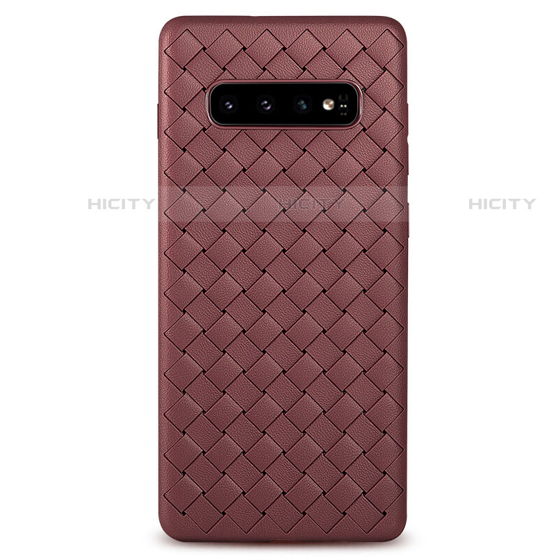 Funda Silicona Goma de Cuero Carcasa L02 para Samsung Galaxy S10 5G Marron