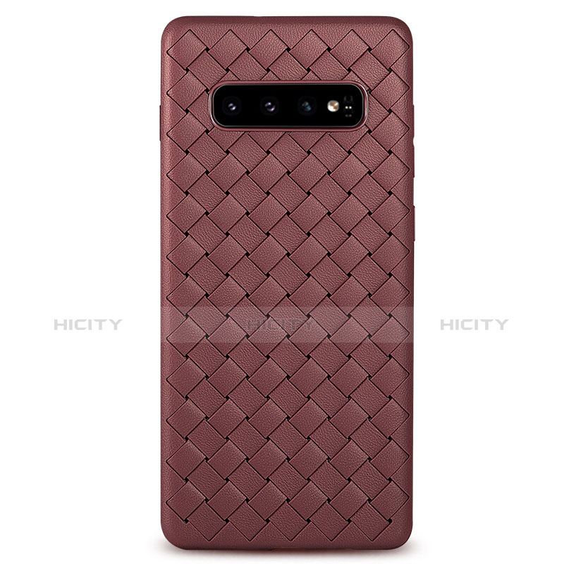 Funda Silicona Goma de Cuero Carcasa L02 para Samsung Galaxy S10 Marron