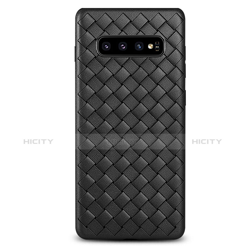 Funda Silicona Goma de Cuero Carcasa L02 para Samsung Galaxy S10 Negro